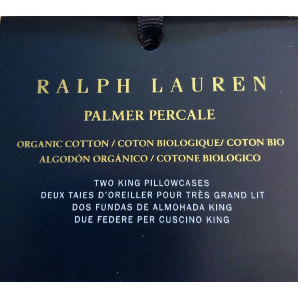 Ralph Lauren Palmer Organic Cotton Percale 2 King Pillowcases Sand Dune New - Picture 4 of 8